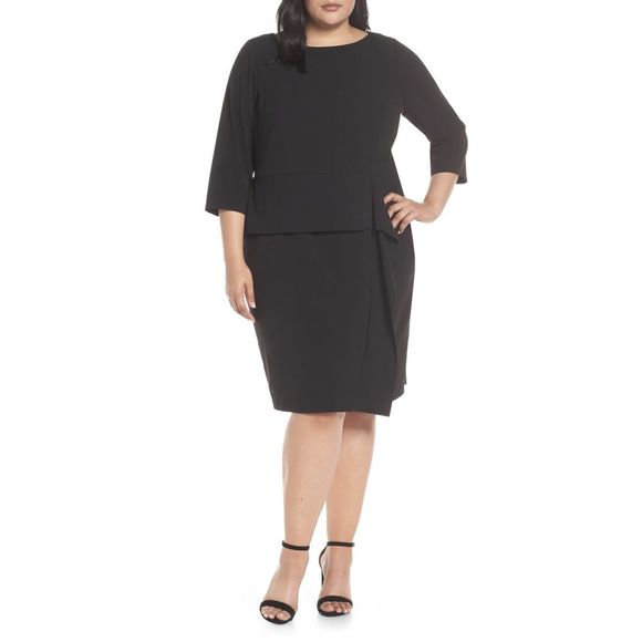 vince camuto angled ruffle sheath dress